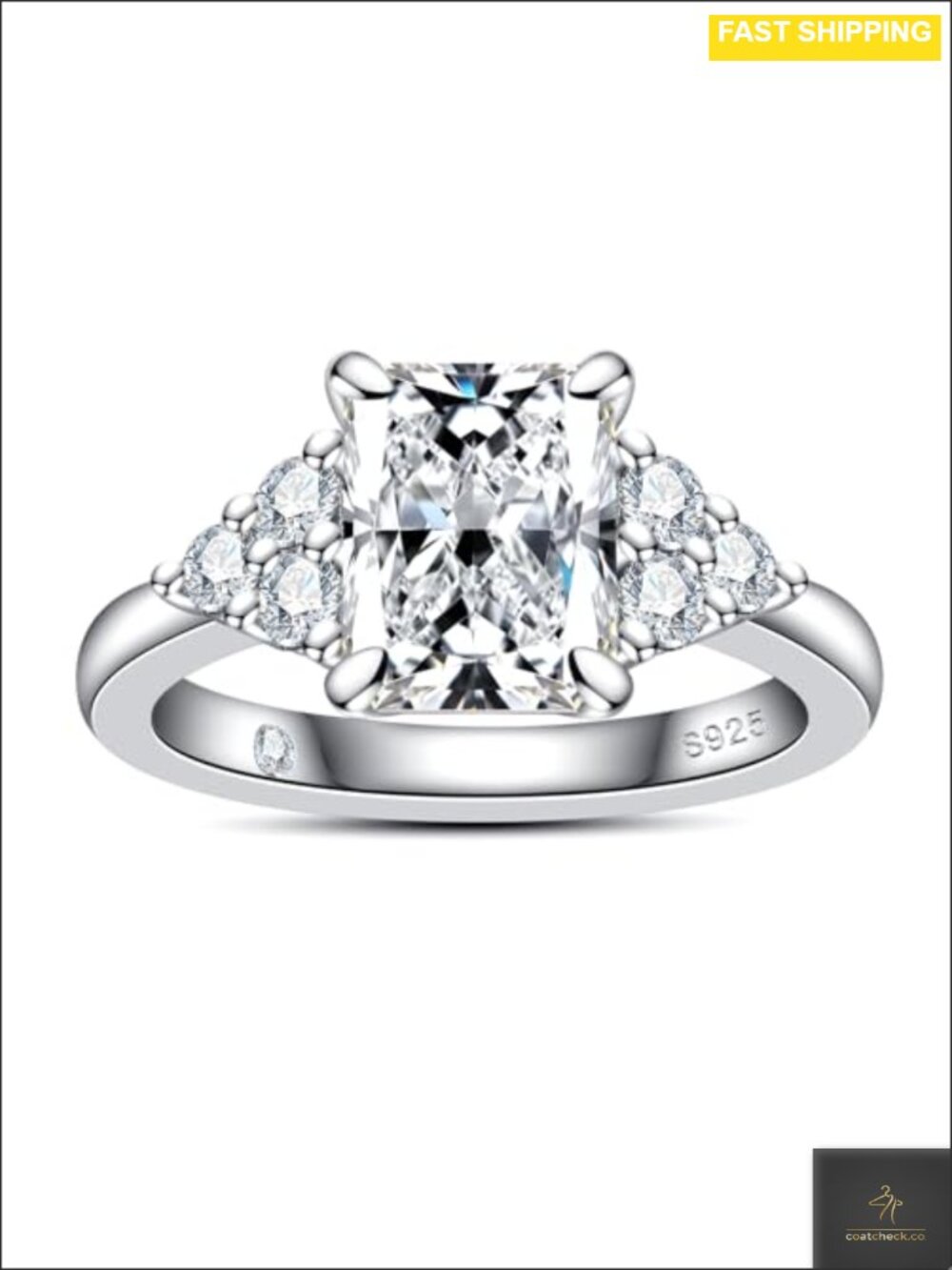 Moissanite Engagement Ring 3.36cttw Radiant Cut 925 Sterling Silver